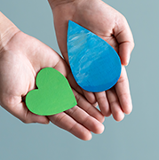 A heart and raindrop construction paper cutout